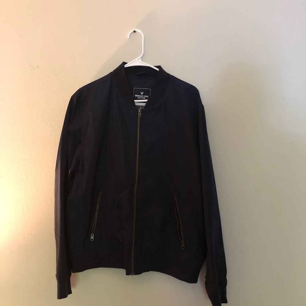 Mens Navy Blue Bomber Jacket from American Eagle. Light weight. Size Large
